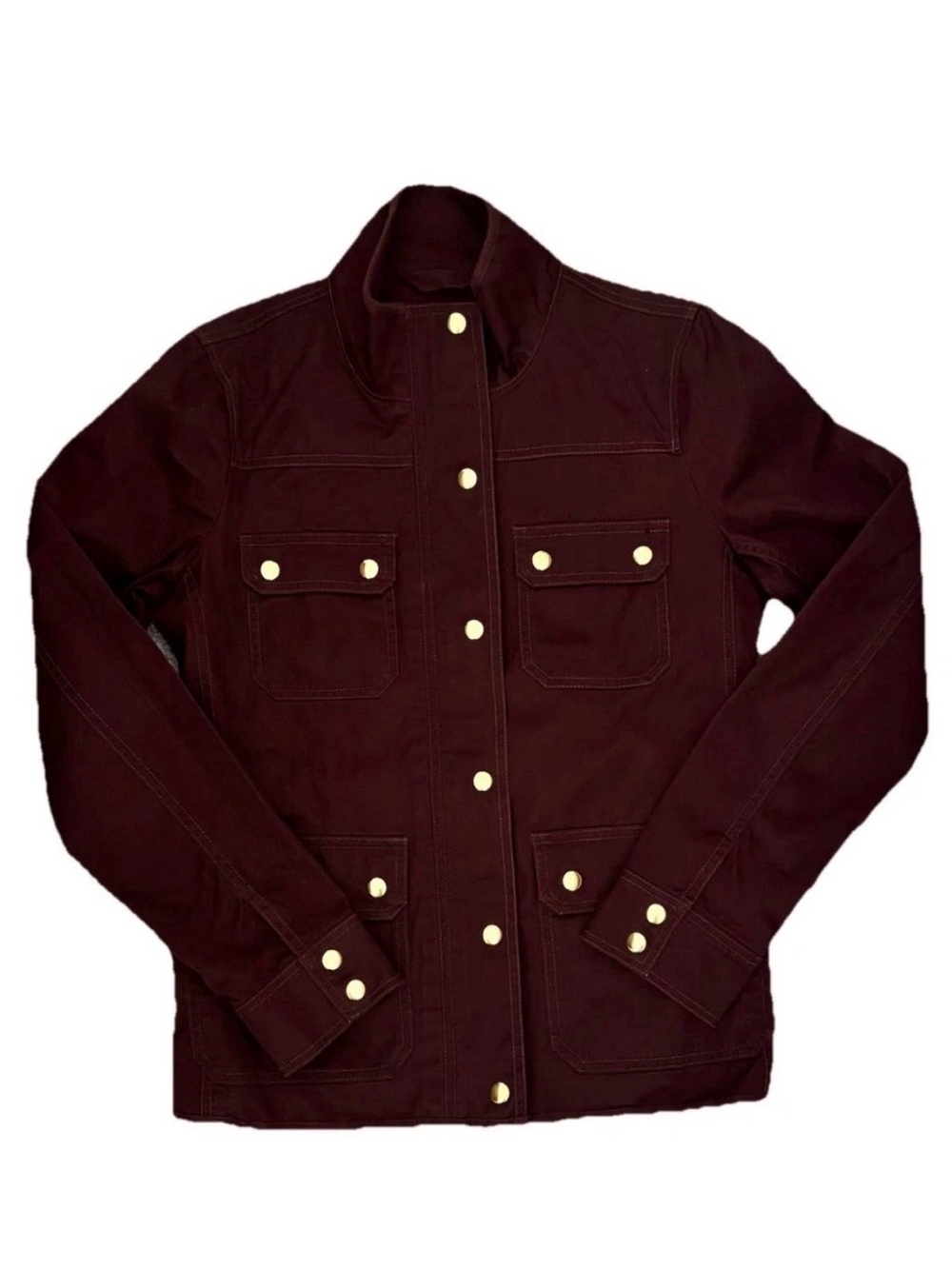 J. Crew Field Jacket Vintage Burgundy Gold Hardware Size Small Water Resistant - Picture 4 of 7